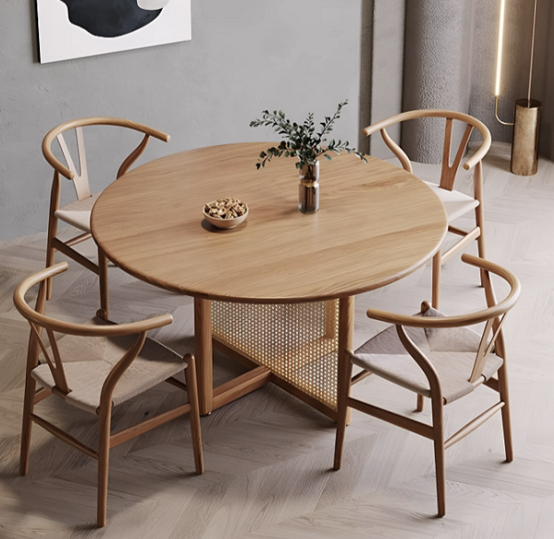 Bàn ăn tròn 4 ghế chân trụ